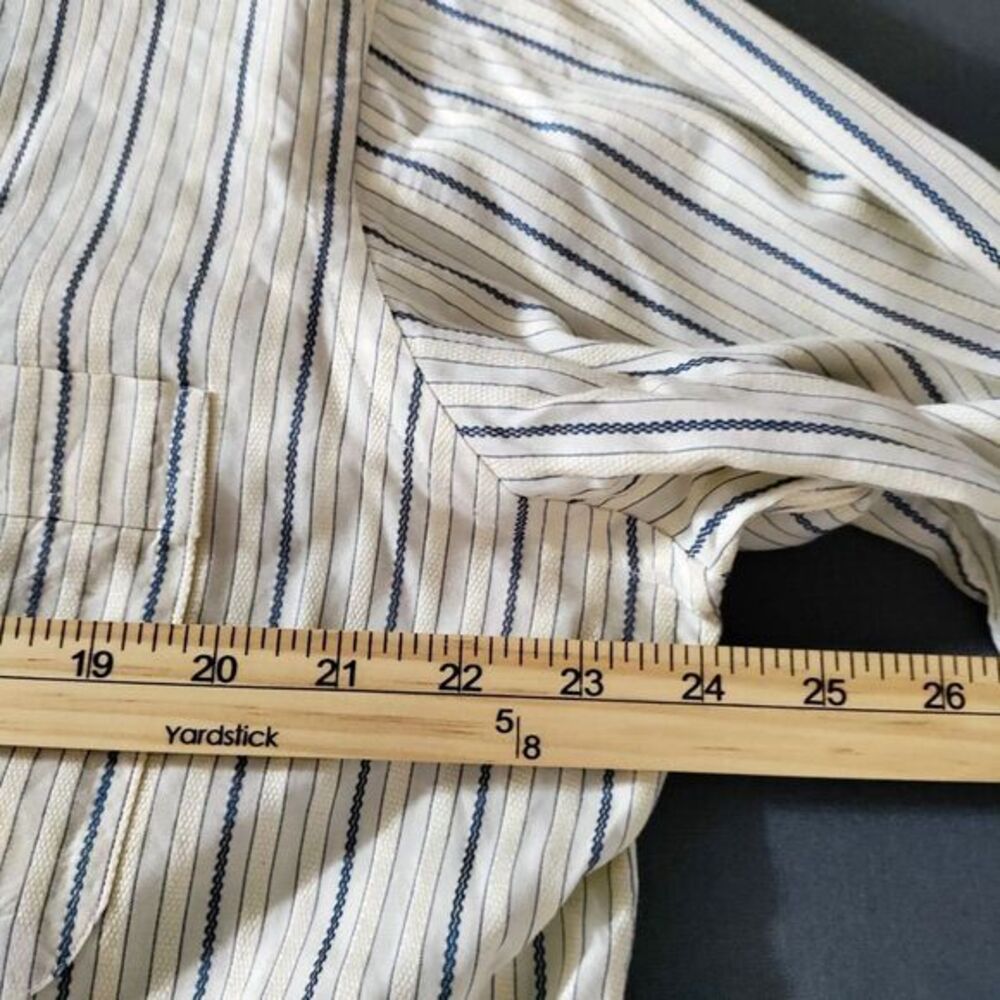 BACHRACH Men 17 36/37 Woven Cotton Striped Long Sleeve Casual Preppy Y2K Shirt - Picture 8 of 9